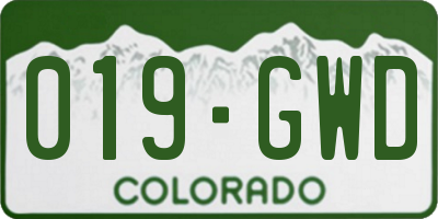 CO license plate 019GWD