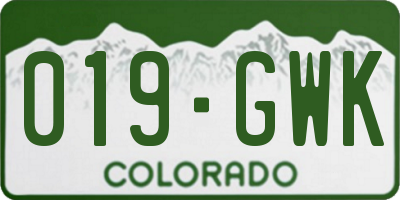 CO license plate 019GWK