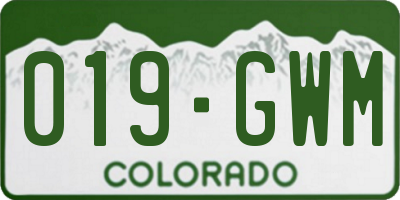 CO license plate 019GWM
