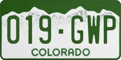 CO license plate 019GWP