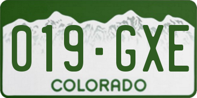 CO license plate 019GXE