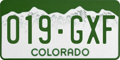 CO license plate 019GXF