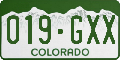 CO license plate 019GXX