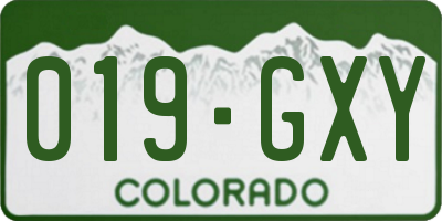 CO license plate 019GXY