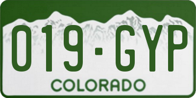 CO license plate 019GYP
