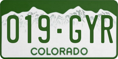 CO license plate 019GYR