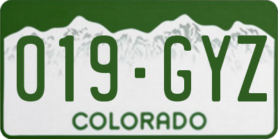 CO license plate 019GYZ
