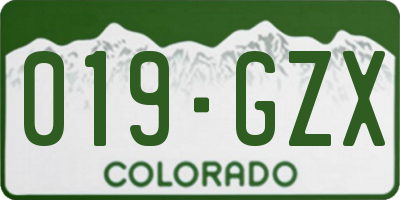 CO license plate 019GZX