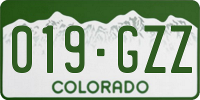 CO license plate 019GZZ