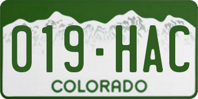 CO license plate 019HAC