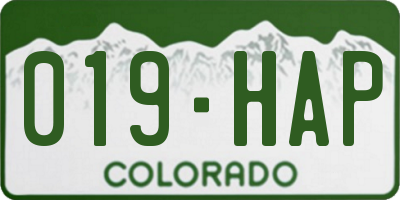CO license plate 019HAP