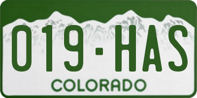 CO license plate 019HAS