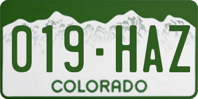 CO license plate 019HAZ