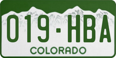 CO license plate 019HBA