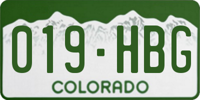CO license plate 019HBG