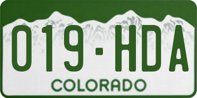 CO license plate 019HDA