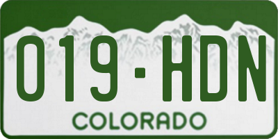 CO license plate 019HDN