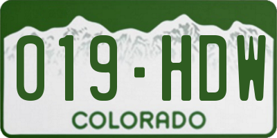 CO license plate 019HDW