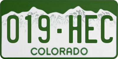 CO license plate 019HEC