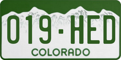 CO license plate 019HED
