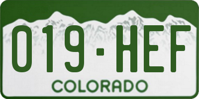 CO license plate 019HEF