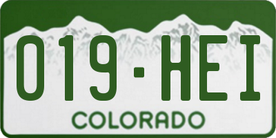 CO license plate 019HEI
