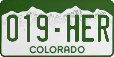 CO license plate 019HER