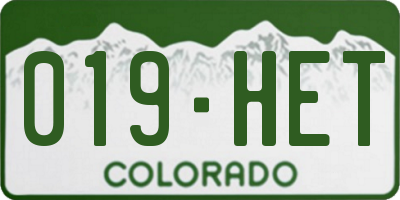 CO license plate 019HET