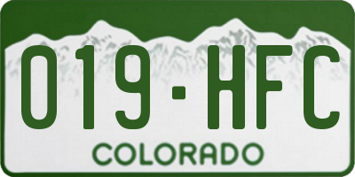 CO license plate 019HFC
