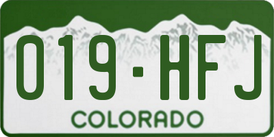 CO license plate 019HFJ