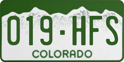 CO license plate 019HFS