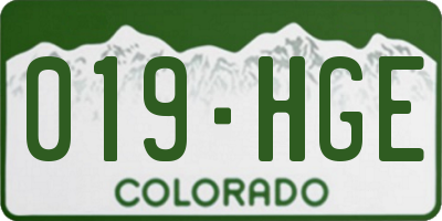 CO license plate 019HGE