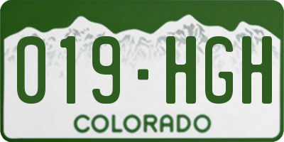 CO license plate 019HGH