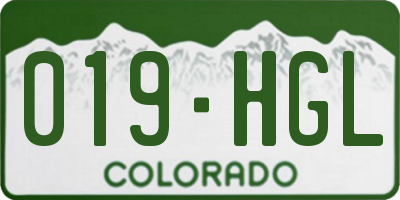 CO license plate 019HGL
