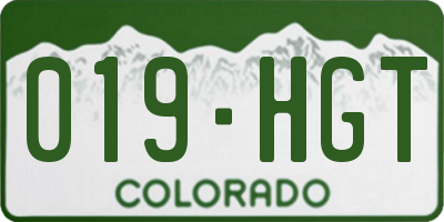 CO license plate 019HGT