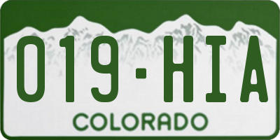 CO license plate 019HIA