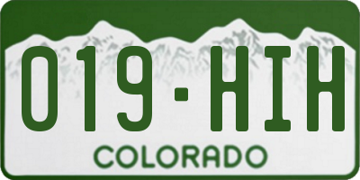 CO license plate 019HIH