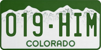 CO license plate 019HIM