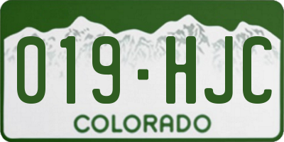 CO license plate 019HJC