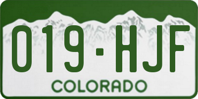 CO license plate 019HJF