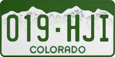CO license plate 019HJI