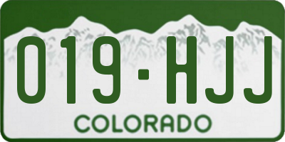 CO license plate 019HJJ