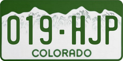 CO license plate 019HJP