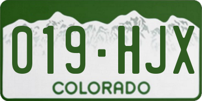 CO license plate 019HJX
