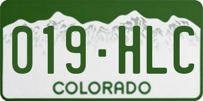 CO license plate 019HLC