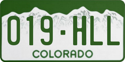 CO license plate 019HLL