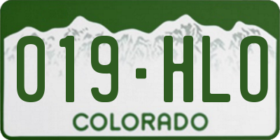 CO license plate 019HLO