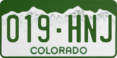 CO license plate 019HNJ