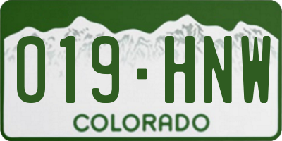 CO license plate 019HNW