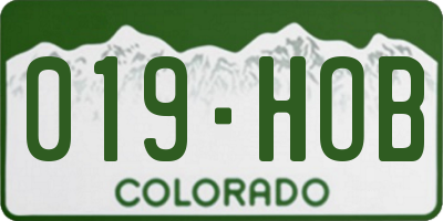 CO license plate 019HOB